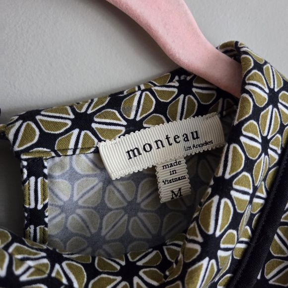 Monteau Vintage Inspired A-Line Dress Retro Academia Size M Green Black - Picture 5 of 7